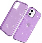 Glitter softcase iPhone 12 / iPhone 12 Pro - paars