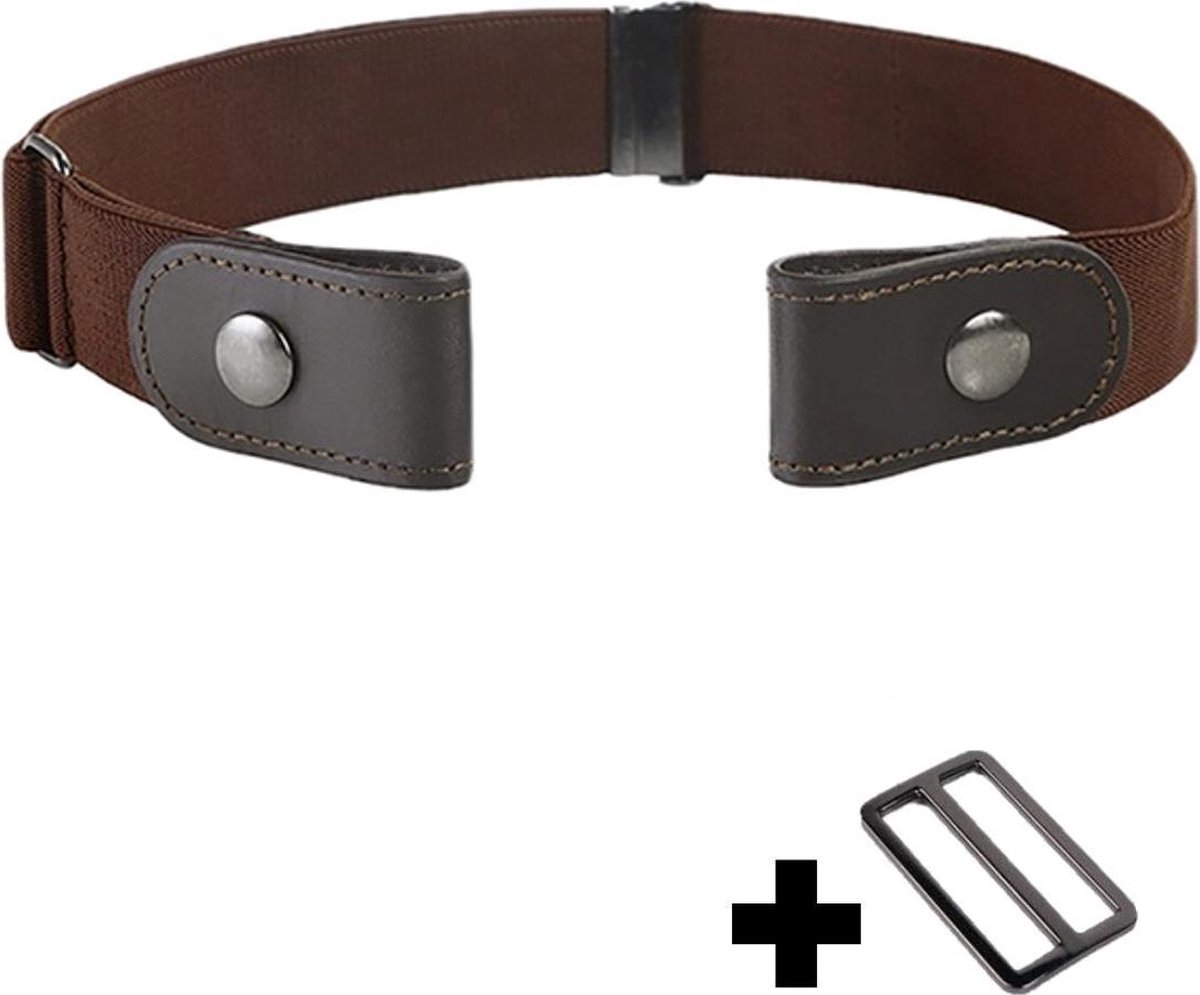 Fako Fashion® - Riem Zonder Gesp - Gespvrije Riem - Elastische riem - Rekbare Riem - Broekriem Zonder Gesp - Stretch Riem - Zwangerschapsriem - Bruin