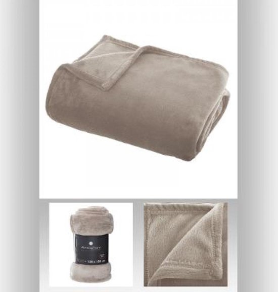 flanelle unie gris 125x150 couverture polaire à carreaux, beige