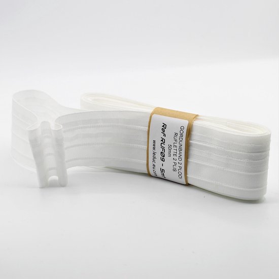 vervorming Afkorten Uitdrukkelijk 5 METER Gordijnband Wit met 2 Fronsen/Plooien 50mm breed - plooiband /  zoomband /... | bol.com