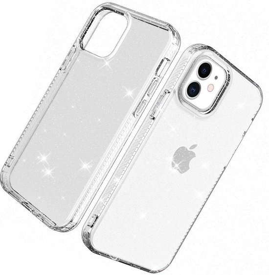 Glitter softcase iPhone 12 / iPhone 12 Pro - transparant