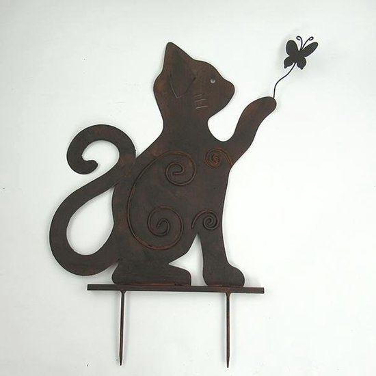 Bouchon De Jardin En Metal Chat Et Papillon Bol Com