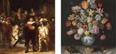 Ambiente servetten set van 2 Hollandse Meesters Rembrandt van Rijn en Bosschaert