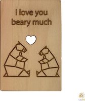 Lay3rD Lasercut - Houten wenskaart - I love you beary much - Berk 3mm