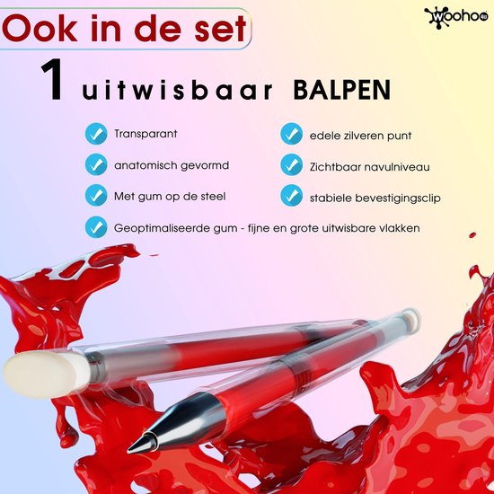 10 Balpenvullingen +1 balpen eco verpakking nobel rood uitwisbaar