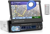 TechU™ T47 Autoradio met Uitklap Scherm – 1 Din 7 inch + Afstandsbediening – Bluetooth – USB – AUX – FM Radio – GPS Navigatie – Handsfree bellen – Autoradio met scherm