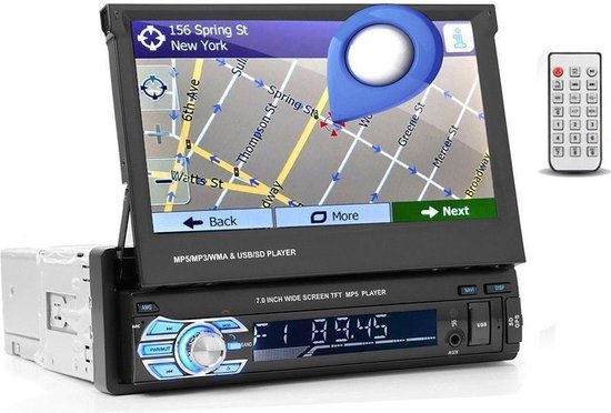 TechU™ T47 Autoradio met Uitklap Scherm – 1 Din 7 inch + Afstandsbediening  – Bluetooth... | bol.com