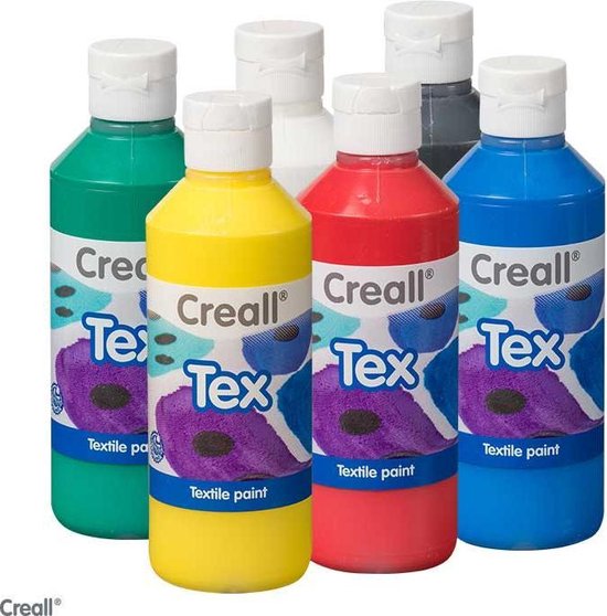 lever Niet genoeg ziekenhuis Textielverf Creall 6 flacons a 250ml ( Verf is ook geschikt voor Tie-Dye )  | bol.com
