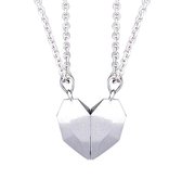 Magnetische Hartjes Ketting Set voor Hem en Haar - Zilver kleurig - Valentijn Cadeautje voor Stellen - Romantische Sieraden Set - Liefdes Cadeau