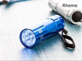 Zaklamp - 9 Led Lampjes - 9 cm - Blauw - Inclusief 3x AAA Baterijen - Rheme