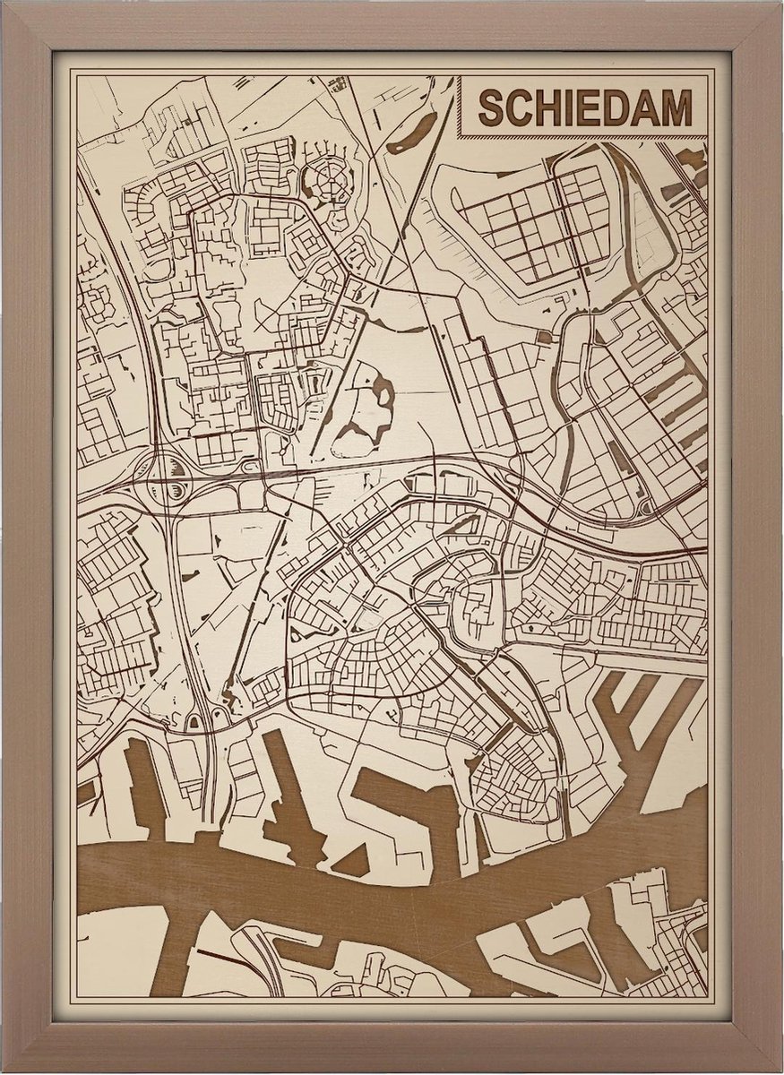 Decoratief Beeld - Houten Van Schiedam - Hout - Bekroned - Bruin - 21 X 30 Cm