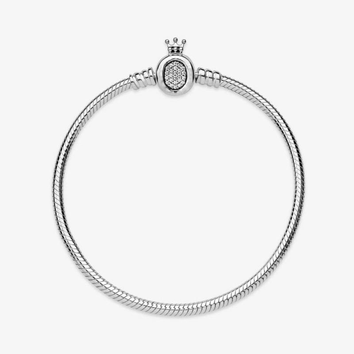 Fler® | Armband Zilver | Zilveren armband | geschikt voor alle populaire bedelcollecties | Kroon Bedelarmband | Vlinder sluiting | dames armband | Valentijnsdag cadeau | Maat 19