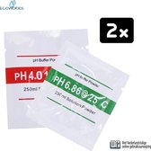 Ecoworks pH kalibratiepoeders - Twee sets van 2 poeders 4.01 en 6.86 - pH meter kalibratie - Bufferoplossing - Complete kalibratieset - Chloormeter - Kalibratiezakjes - Bufferpoeder - Ijkvloe