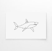 Walljar - Shark Line Art - Dieren poster