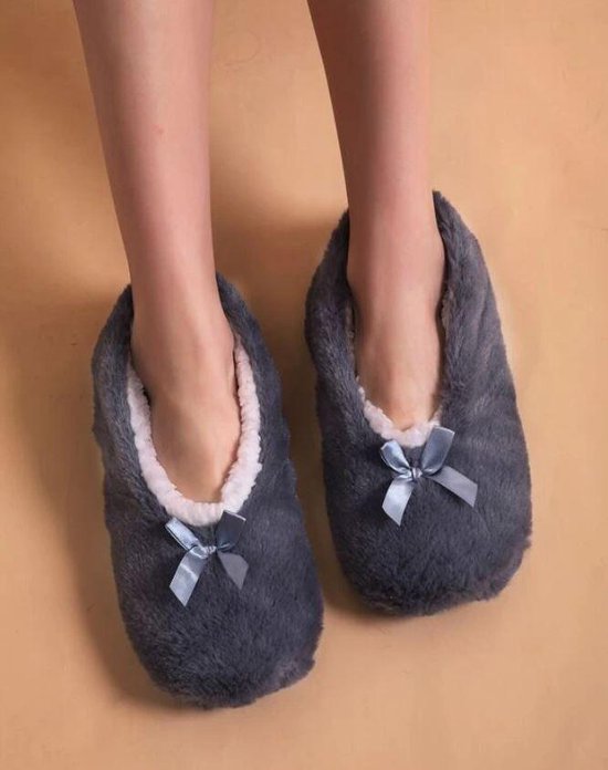 Pantoffels dames – grijs – maat 36-38 – sloffen dames - Cadeau