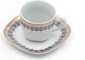 YILTEX – Koffiebekers – Koffiekopjes – set van 6st – Wit Met Blauw – Porselein - 200ml