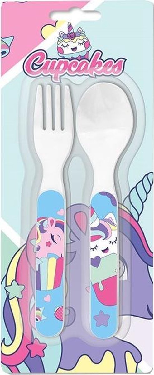 Goedkoopste Kids Licensing Bestekset Cupcakes Meisjes 12 Cm Wit 2-delig