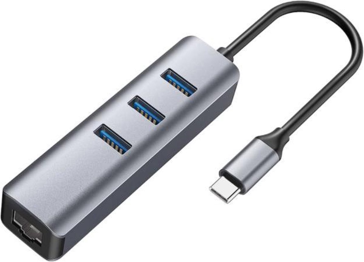 SVH Company USB C Naar Gigabit Ethernet Adapter RJ45 - Met 3 USB 3.0 Poorten - 1000 Mbps 1 Gbps - LAN Netwerk