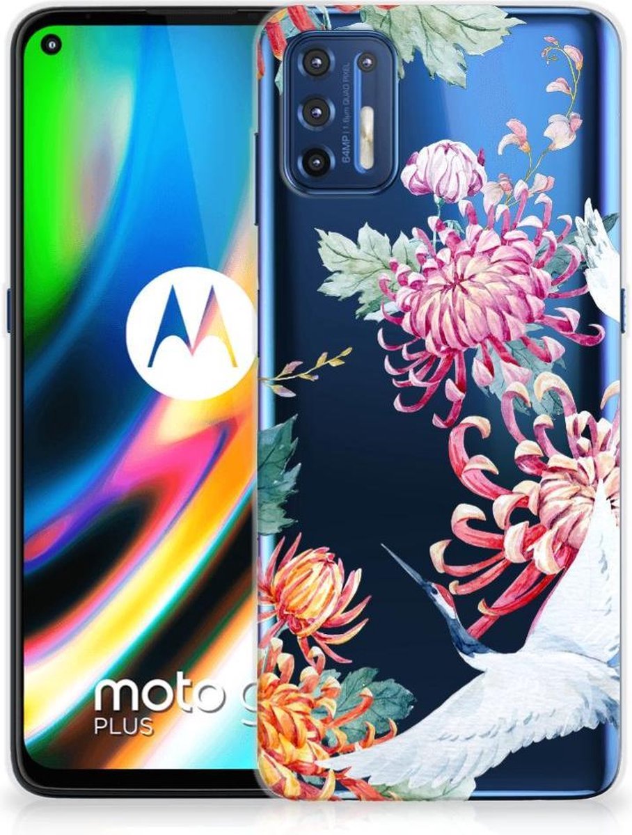 Motorola Moto G9 Plus TPU Hoesje Bird Flowers