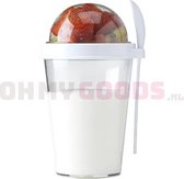 Muesli Beker Wit 450ml - Yoghurt Cup - Lunchpot - Ontbijtbeker met apart Compartiment  - Yoghurt Beker - Mealprep - Mueslibeker