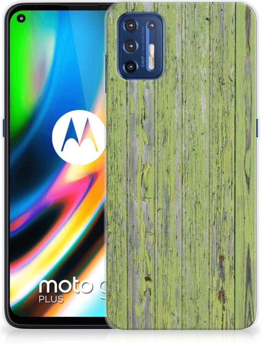 Motorola Moto G9 Plus Bumper Hoesje Green Wood