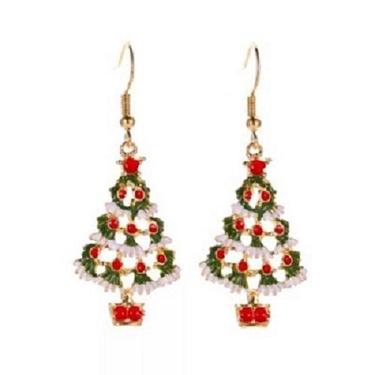kerst oorbellen kerstboom rood