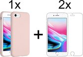 iphone 6 hoesje roze - iPhone 6s hoesje roze siliconen case hoes cover - hoesje iphone 6 - hoesje iphone 6s - 2x iPhone 6/6S Screenprotector Screen Protector