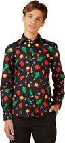 OppoSuits Christmas Icons Black - Tieners Kerst Overhemd - Kerst - Maat: 12 jaar