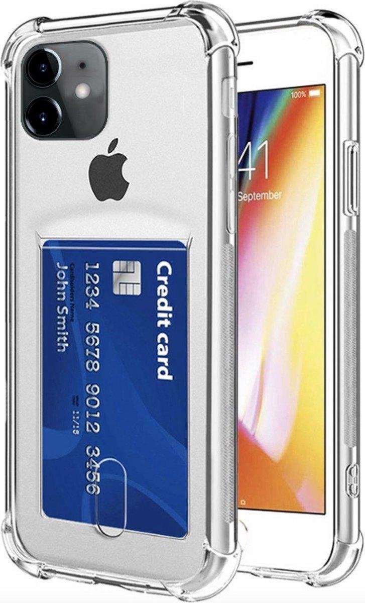 YPCd® Geschikt voor Apple iPhone 12 Mini Pasjeshouder - Shock Case Transparant