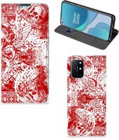 Book Style Case OnePlus 8T Smart Cover Angel Skull Red