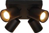 Plafondlamp Megano 4L Zwart - 4x GU10 LED 4,8W 2700K 355lm - IP20 - Dimbaar > spots verlichting led zwart | opbouwspot led zwart | plafondlamp zwart | spotje led zwart | led lamp zwart