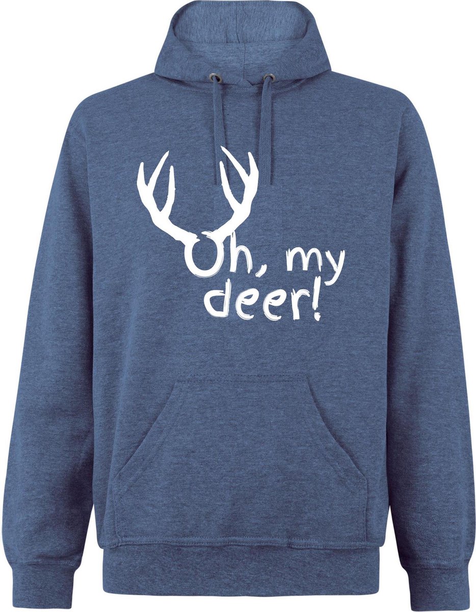 Hooded Sweater - met capuchon - Casual Hoodie - Lifestyle Hoody - Workout Sweater - Chill Sweater - Oh My Deer - Denim Heather - S
