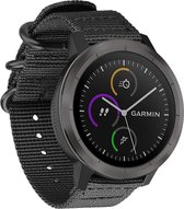 Nylon Smartwatch bandje - Geschikt voor  Garmin Vivoactive 4 nylon gesp band - 45mm - zwart - Horlogeband / Polsband / Armband