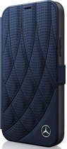 iPhone 12 Mini Bookcase hoesje - Mercedes-Benz - Effen Donkerblauw - Leer