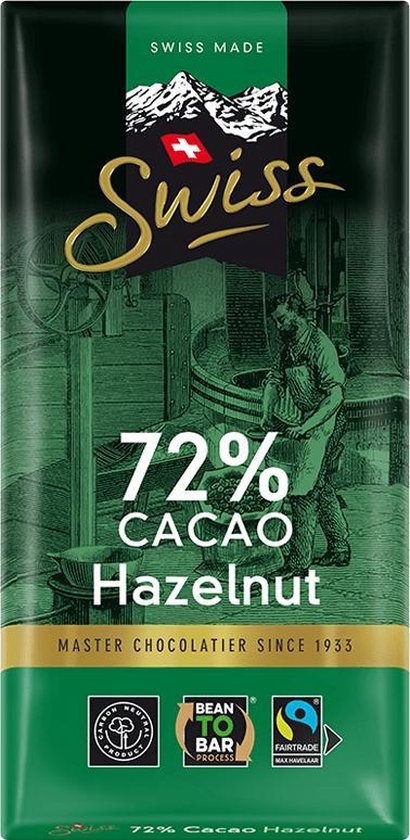 Swiss Hazelnut (72% cacao) - 100g x 12