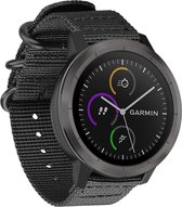Nylon Smartwatch bandje - Geschikt voor  Garmin Venu nylon gesp band - zwart - Horlogeband / Polsband / Armband