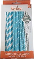 Paper Straw Blue & White 80 pcs Decora