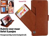 EmpX.nl Huawei P30 Bruin Boekhoesje | Portemonnee Book Case | Flip Cover Hoesje | Met Multi Stand Functie | Kaarthouder Card Case | Beschermhoes Sleeve | Met Pasjeshouder & Magneet