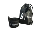 Inuk - Bande de résistance de fascia Bande de soie dentaire - 5cm x 200cm 1,3 mm - Zwart - Sac de rangement pratique - Fascia de bras - Bande d'entraînement