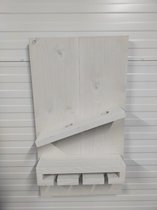 Hangend wijnrek 'Mini' van hout voor aan de muur – Wit, White wash steigerhout