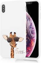 Apple Iphone XS Max wit siliconen hoesje giraffe - You so cool *LET OP JUISTE MODEL*