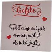 Wandbord  "Liefde is het enige dat zich vermenigvuldigt als je het deelt" vierkant 19x19 cm