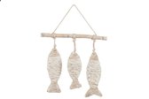 J-Line Hanger 3 Vissen Touw Naturel Wit Set van 2 stuks