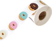 500 Stickers Donut Op Een Rol - 2,5cm - Stickers Donut - Label Donut - Stickers Kinderen