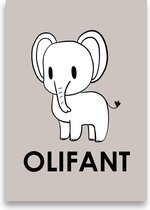 Kinderposter | Kinderkamer | Babykamer | Dieren | Wanddecoratie | A3 formaat | MOODZ design | Olifant | Zand