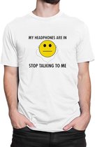 Stop Talking to me - T-shirt - Heren - Maat XL - Wit