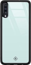 Samsung A50 hoesje glass - Pastel blauw | Samsung Galaxy A50 case | Hardcase backcover zwart