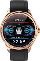 Belesy® MARS - Smartwatch Dames - Smartwatch Heren - Horloge - Bloeddruk - ECG - Stappenteller - 1.3 inch - Kleurenscherm - Full Touch – Rosé Goud – Siliconen - Zwart - Moederdag