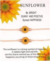 Vriendschaparmband 2 stuks - wit - geel - BFF - vrienden - love - relatie - sunflower - zonnebloem