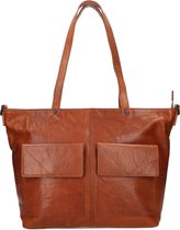 Manfield - Cognac leren shopper